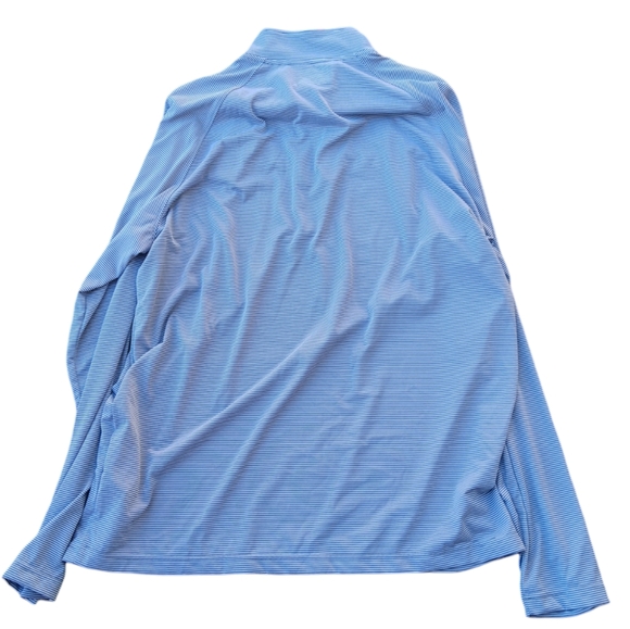 UNDER ARMOUR MEN'S XXL BLUE AND WHITE LONG SLEEVE MOCK COLLAR ZIP COLLAR SHIRT. - Picture 8 of 8